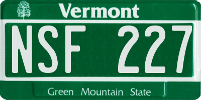 VT license plate NSF227