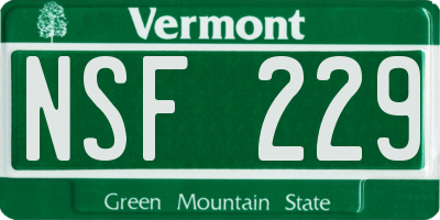 VT license plate NSF229