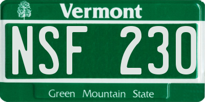 VT license plate NSF230