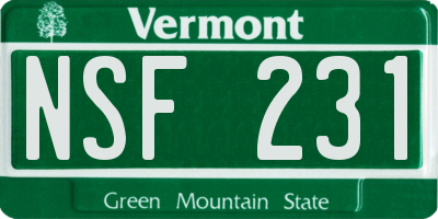 VT license plate NSF231