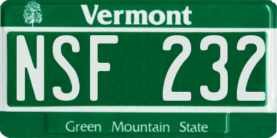 VT license plate NSF232