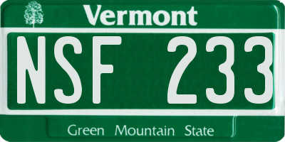 VT license plate NSF233