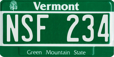 VT license plate NSF234