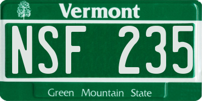 VT license plate NSF235