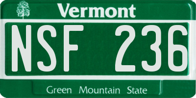 VT license plate NSF236