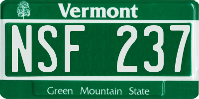 VT license plate NSF237