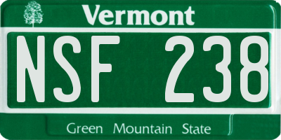VT license plate NSF238