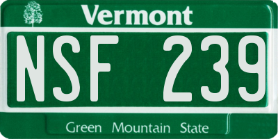 VT license plate NSF239