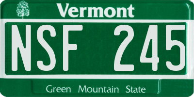 VT license plate NSF245