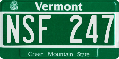 VT license plate NSF247