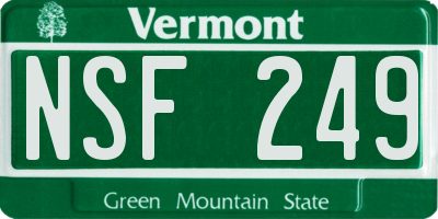 VT license plate NSF249