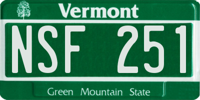 VT license plate NSF251