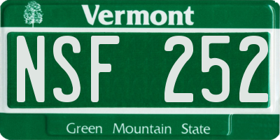 VT license plate NSF252