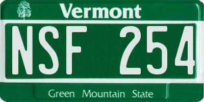 VT license plate NSF254