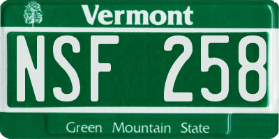 VT license plate NSF258