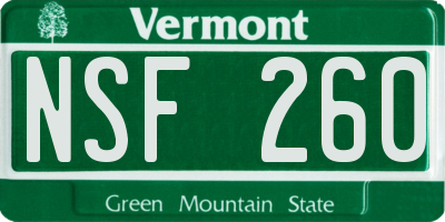 VT license plate NSF260