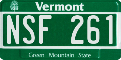 VT license plate NSF261