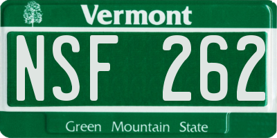 VT license plate NSF262