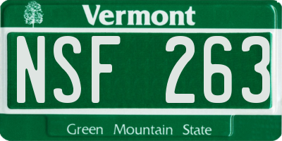 VT license plate NSF263