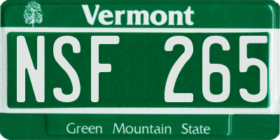 VT license plate NSF265