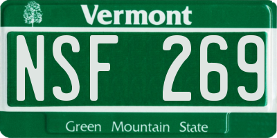 VT license plate NSF269