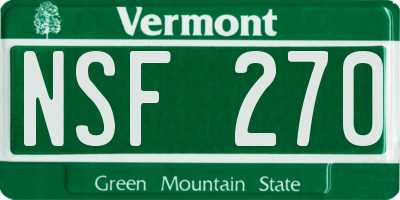 VT license plate NSF270
