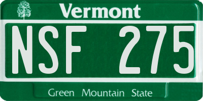 VT license plate NSF275