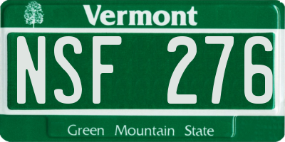 VT license plate NSF276