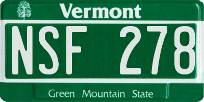 VT license plate NSF278
