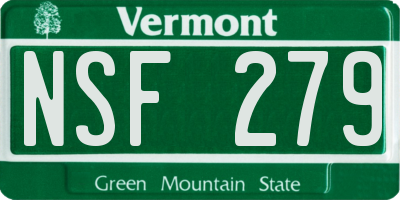 VT license plate NSF279