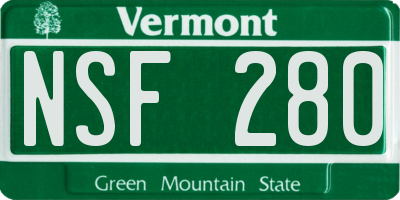 VT license plate NSF280