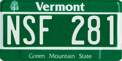 VT license plate NSF281