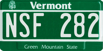 VT license plate NSF282