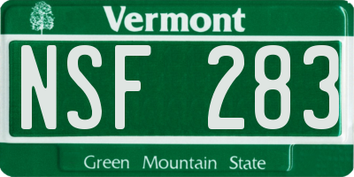 VT license plate NSF283
