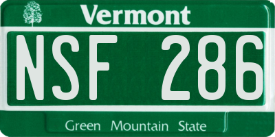 VT license plate NSF286