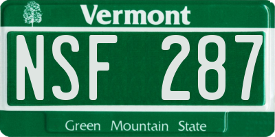 VT license plate NSF287