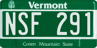 VT license plate NSF291