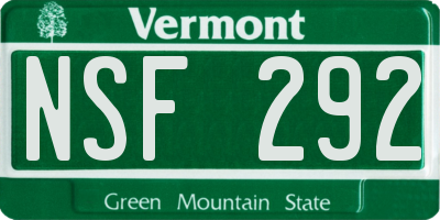 VT license plate NSF292