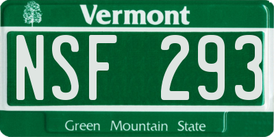 VT license plate NSF293