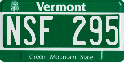 VT license plate NSF295
