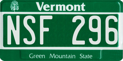 VT license plate NSF296