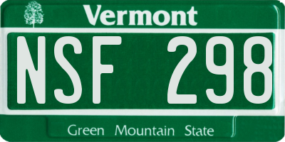 VT license plate NSF298
