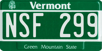 VT license plate NSF299