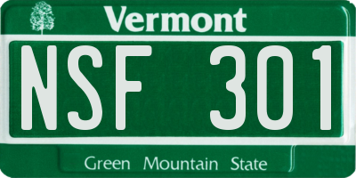 VT license plate NSF301