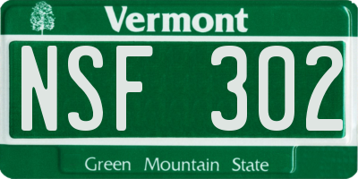 VT license plate NSF302