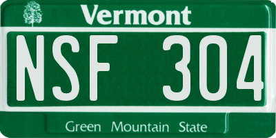 VT license plate NSF304