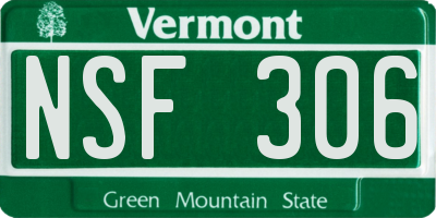 VT license plate NSF306