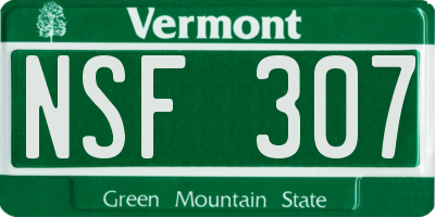 VT license plate NSF307