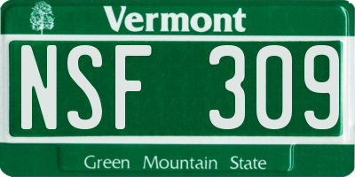 VT license plate NSF309