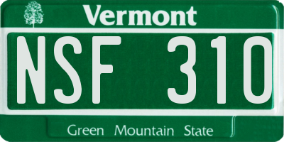 VT license plate NSF310